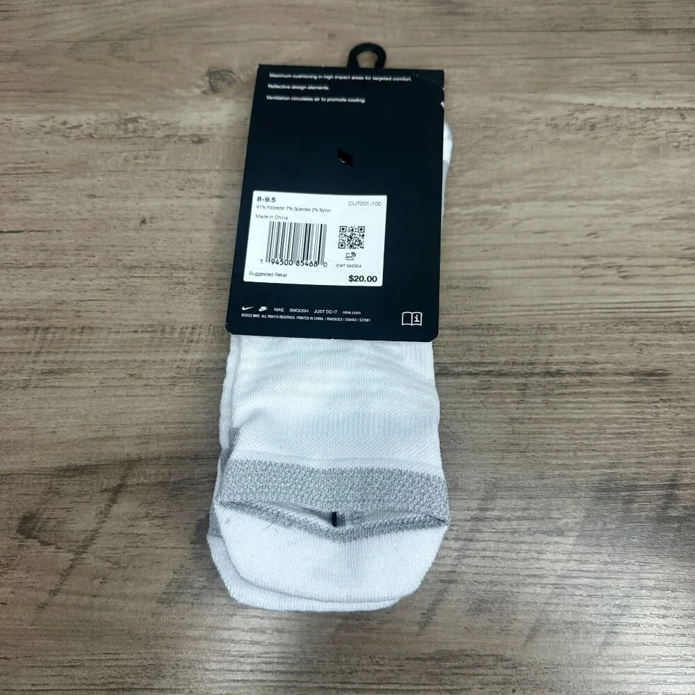 NWT Nike Unisex Spark Cushioned No Show Run Socks White Size Medium (CU7201-100)